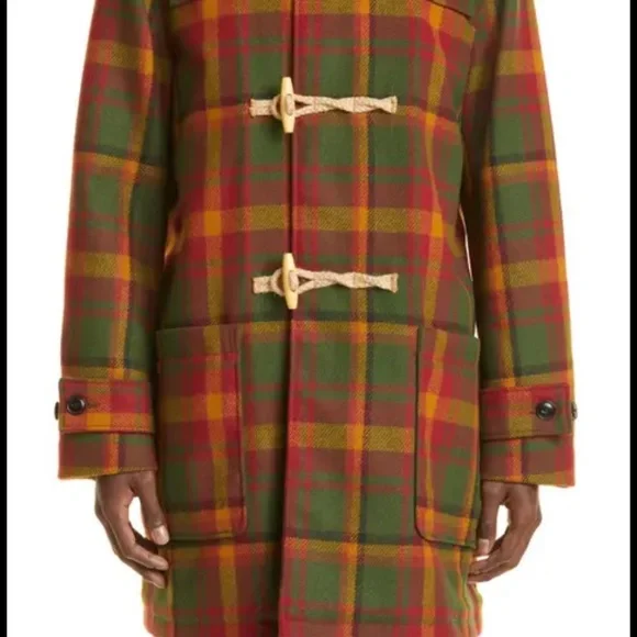 Plaid Wool Blend Duffle Coat SCHOTT NYC men’s wool size large